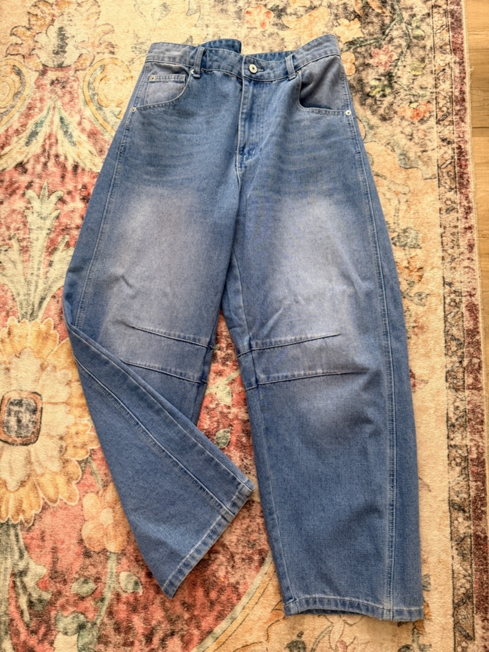 Woman’s Blue Denim Barrel Jeans - Relaxed Fit